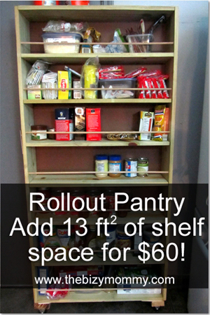 DIY Rollout Pantry - 13sqft of space for $60!