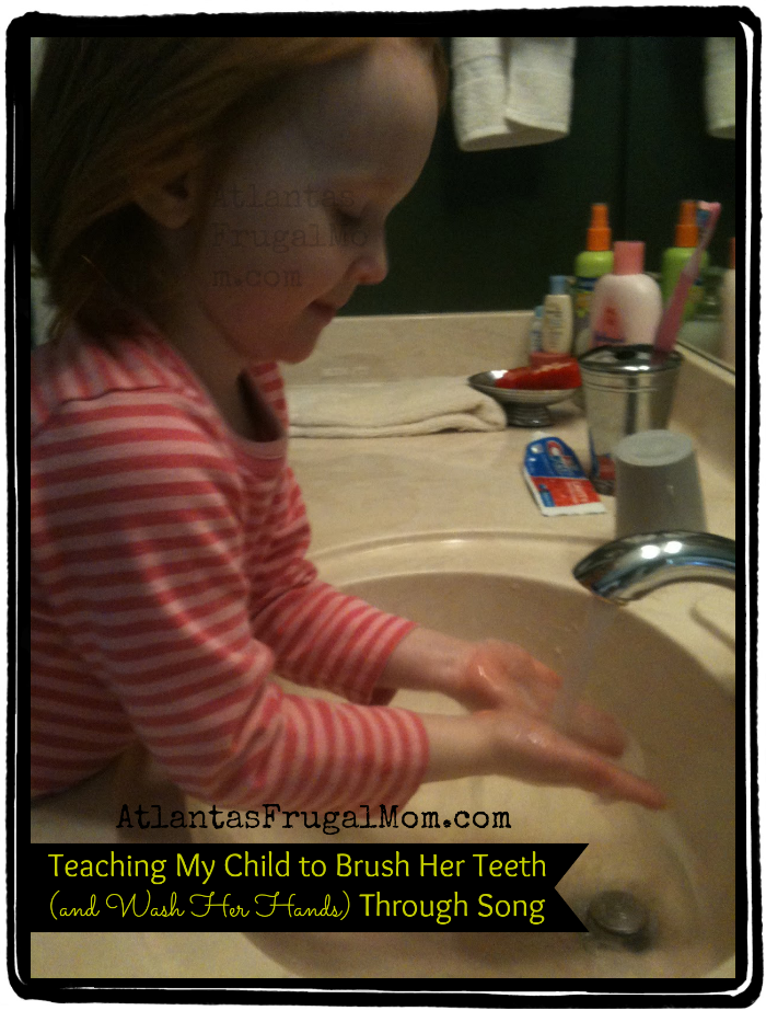 teaching my child to brush her teeth - washing hands