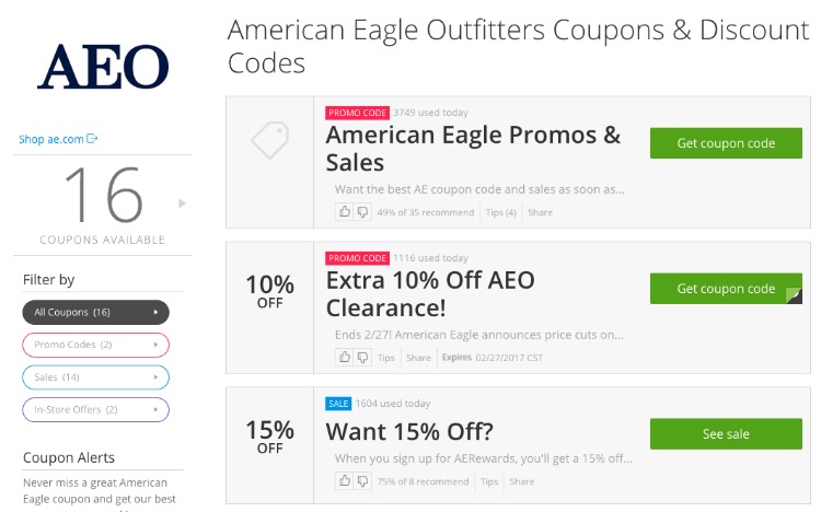 Groupon Coupons - American Eagle codes